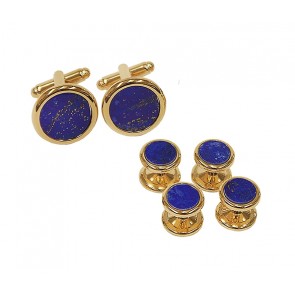 Cufflinks Studs GENUINE BLUE LAPIS Cuff Links and Studs Set