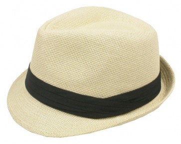 Ivory Fedora Hat with Black Band