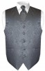 Mens Paisley Tone On Tone Charcoal Grey Vest with Tie Set