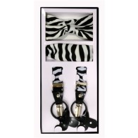 Zebra Print Mens Suspenders, Bowtie and Pocket Square Set- Quinceaneras-proms-