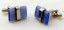 Cufflinks Fiber Optic Blue Bar Strapped Silver Cuff Links