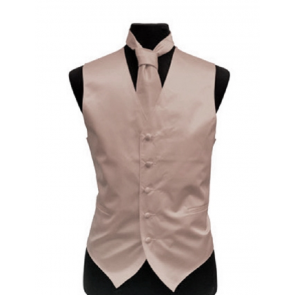 Satin Peark Pink Blush Vest & Self Tie Necktie Set
