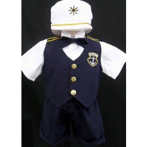 Sailor Suit  Nautical Shorts and Short Sleeve with Vest and Short Set