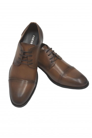Brown Dress Shoe with Perforated Quarter by Faranzi
