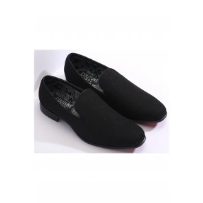 New Mens Black Glitter Slip on Dress Shoes