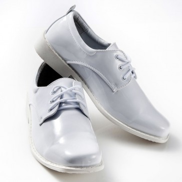 Tuxedo Shoes BOYS White Slim Square Toe Lace Up Shoes