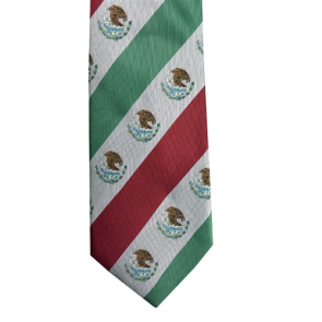 White Mexico Flag Inspired Self tie Mens Necktie- Corbata Blanca para hombre inspirada por la bandera de México