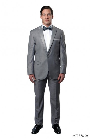 Tuxedo Grey High Fashion Framed Peak Lapel Satin-Prom 2019-Weddings