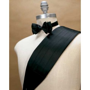 Cummerbunds Bowtie BLACK Silk Cummerbund and Bow Tie Set