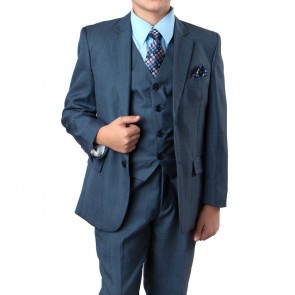 5 Piece Boys Dark Blue 2 Button Suit