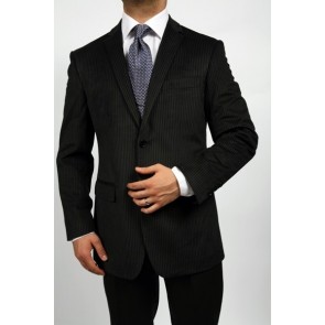Velvet Sports Coat Black Striped Two Button Notch