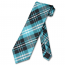 Mens Skinny Turquoise Plaid Microfiber Selftie Necktie