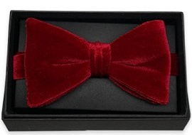 Mens Red Velvet Pre-tied Bowtie