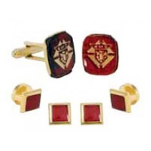 Knights of Columbus Insignia Cufflinks and Ruby Studs
