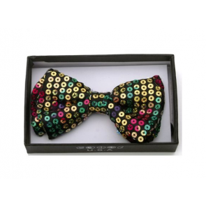Mens Rainbow Sequin Pre-Tied Bow Tie- Mardi Gras- Holiday