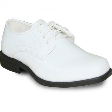Boys White Patent Leather Tuxedo Shoes