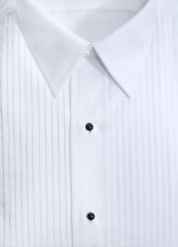 White Laydown Collar Tuxedo Shirt