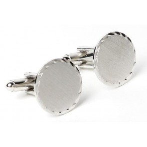 Brushed Round Silver Cufflinks Only
