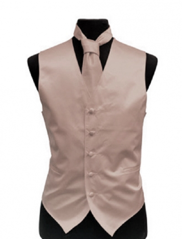 Satin Peark Pink Blush Vest & Self Tie Necktie Set