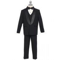 Boys Tuxedo Black Shawl Tuxedo Set Infant Child or Teen