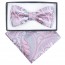 Boys Silver Flower Paisley Pattern Bowtie and pocket square