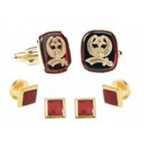 Shriner El Bekal Cufflinks and Ruby Studs