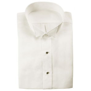 BOYS Off white -Ivory Tuxedo Shirt WING Tip Collar Plain front- Non pleated No chest Pocket