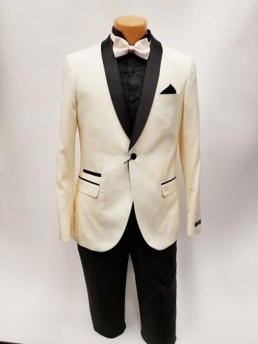Ivory Tuxedo One Button Shawl Lapel Dinner Jacket