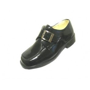 Boys Dress Shoe Patent Leather with Velcro Buckle
