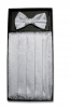 Mens Silver Paisley Pattern Cummerbund and Bowtie Set with Self tie Bowtie Option