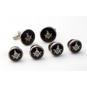 Cufflinks Studs BLACK MASONIC Cuff Links Studs Set