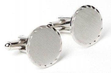 Brushed Round Silver Cufflinks Only