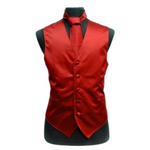 Mens 3 Piece Slim Fit Satin Vest with Necktie and Pocket Square Set