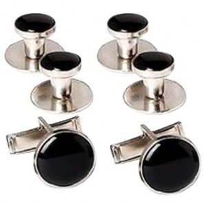 Cufflinks Studs BASIC BLACK Cuff Links Tuxedo Studs Set