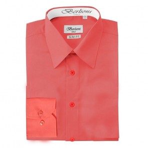 Coral Slim Fit Dress Shirt Convertible French Cuff