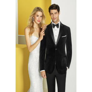 Mens Peak Lapel Black Velvet Sports Coat -Holiday Apparel
