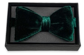 Mens Hunter Green VELVET Pre-tied Bowtie- Holiday Bowtie