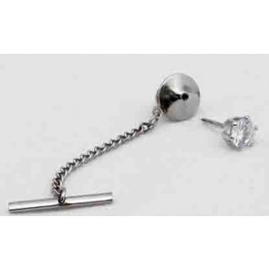 Tie Tack 1 Ct. Cubic Zirconia Tie Pin in Silver