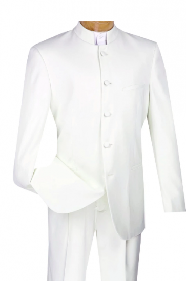 Mens New White Mirage Mandarin Collar Tuxedo Set