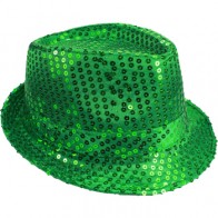 Emerald Green Sequin Fedora Hat- Holiday-St. Patricks