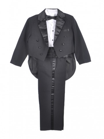 Boys Black Tails Tuxedo Ring Bearer 6 month- Boys 20