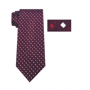Mens Burgundy and Pink Striped Pattern Skinny Necktie with Matching Pocket Square