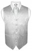 Mens Paisley Tone On Tone Silver Vest with Tie Set