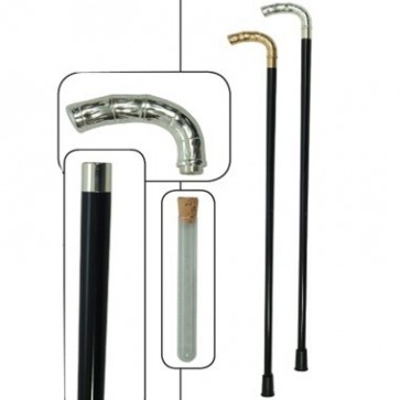 Silver Walking Stick Liquor Bottle Cane With Bamboo Handle