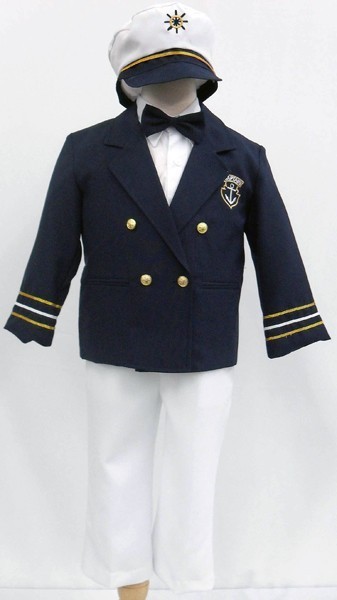Boys Sailor Nautical Suit with Full Coat 5-Piece Set