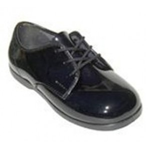 Baby Classic BLACK Patent Leather Lace Up Tuxedo Shoes
