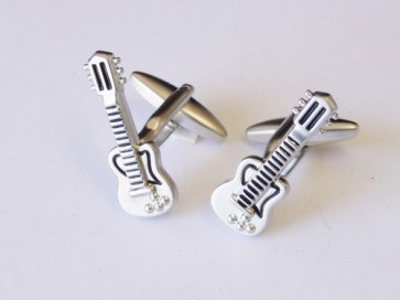 Guitar Design Cufflinks Silver FInish