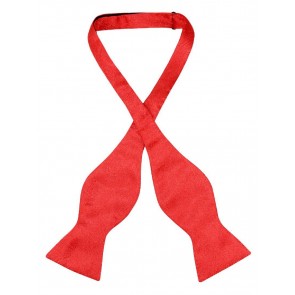 Mens Paisley Satin Self tie Bowtie Red