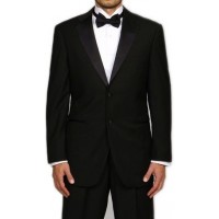 Slim Fit Tuxedo Two Button Notch Lapel Black | Prom  Wedding
