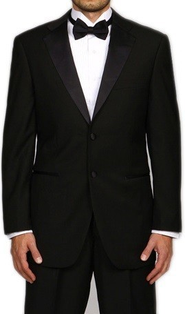 Slim Fit Tuxedo Two Button Notch Lapel Black | Prom  Wedding